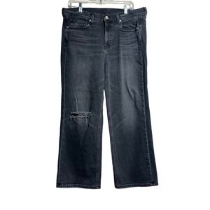 AYR‎ The Easy Easy Wide Leg Distressed Jeans Black Size 31 Made in LA E2085